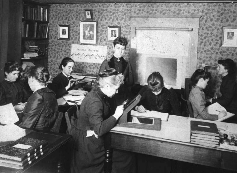 "Pickering's Harem," so-called, for the group of women computers at the Harvard College Observatory, who worked for the astronomer Edward Charles Pickering. The group included Henrietta Swan Leavitt, Annie Jump Cannon, and Williamina Fleming.
