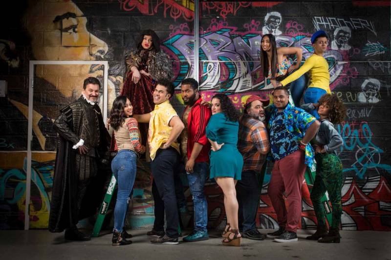 The cast of 'Kiss My Aztec!' at Berkeley Rep, directed by Tony Taccone.