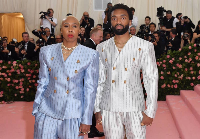 Lena Waithe and Kerby Jean-Raymond arrive for the 2019 Met Gala at the Metropolitan Museum of Art on May 6, 2019, in New York. 