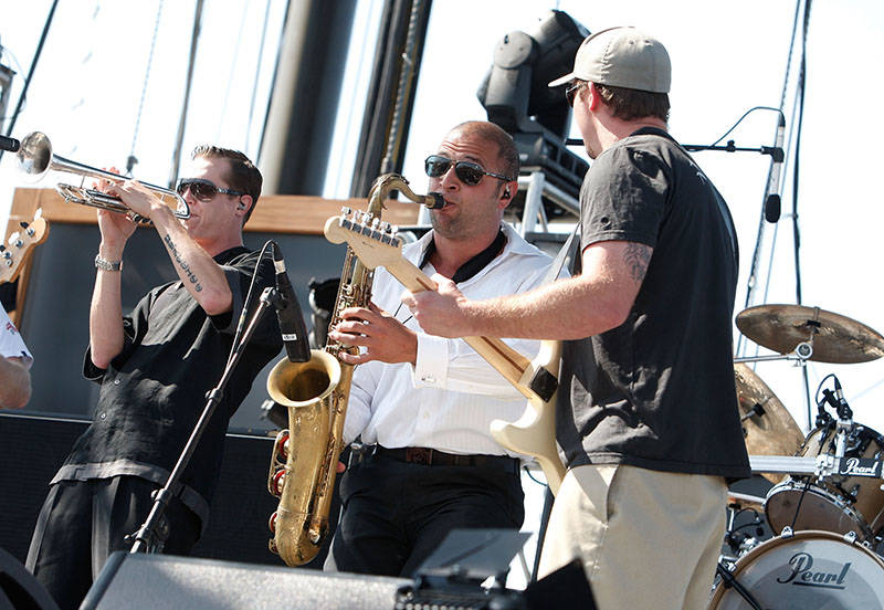 Musicians from the band Slightly Stoopid perform during day 1 of the Coachella Valley Music And Arts Festival held at the Empire Polo Field on April 25, 2008 in Indio, California. 