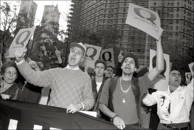 Queer Nation New York activists at an October 1990 demonstration. 