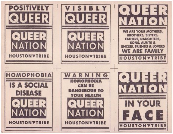 Posters from Queer Nation's Houston chapter.