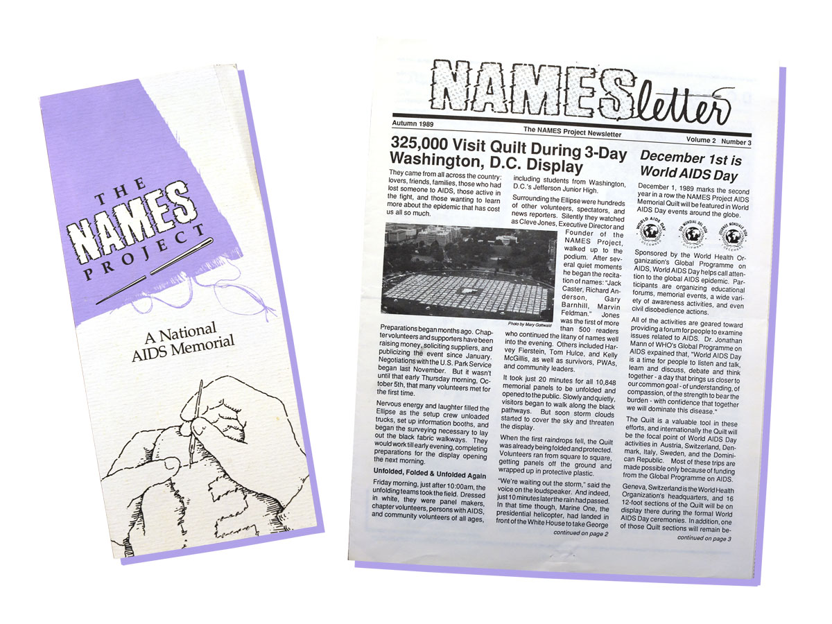 A NAMES Project flyer from 1988 and the NAMES newsletter from fall 1989.