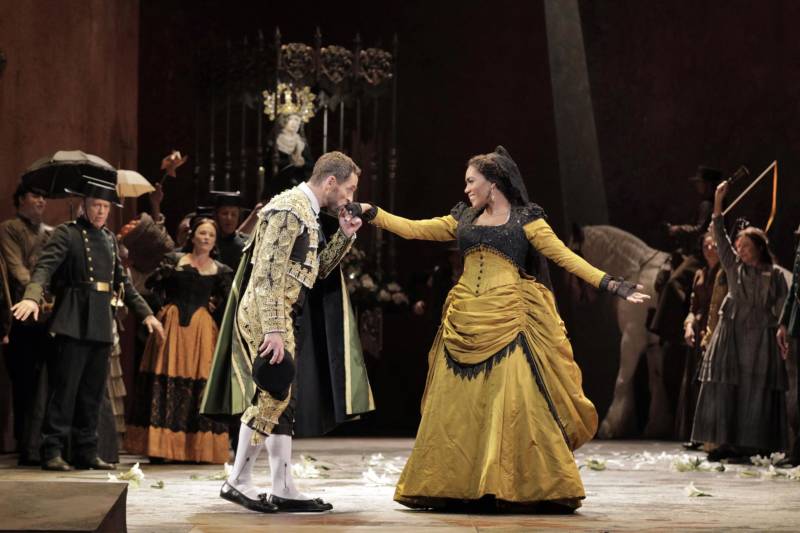 Kyle Ketelsen as Escamillo and J'nai Bridges as Carmen in San Francisco Opera's production of 'Carmen.'