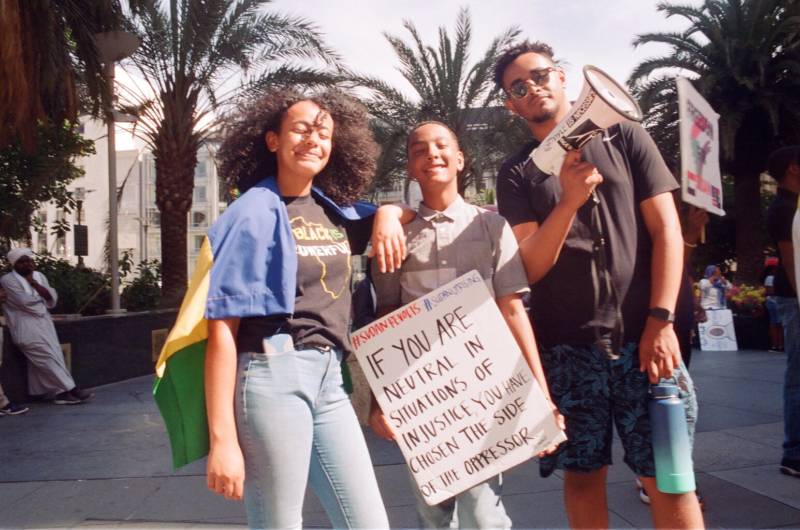 Young protesters gather at a San Francisco rally to support the Sudanese revolution. 
