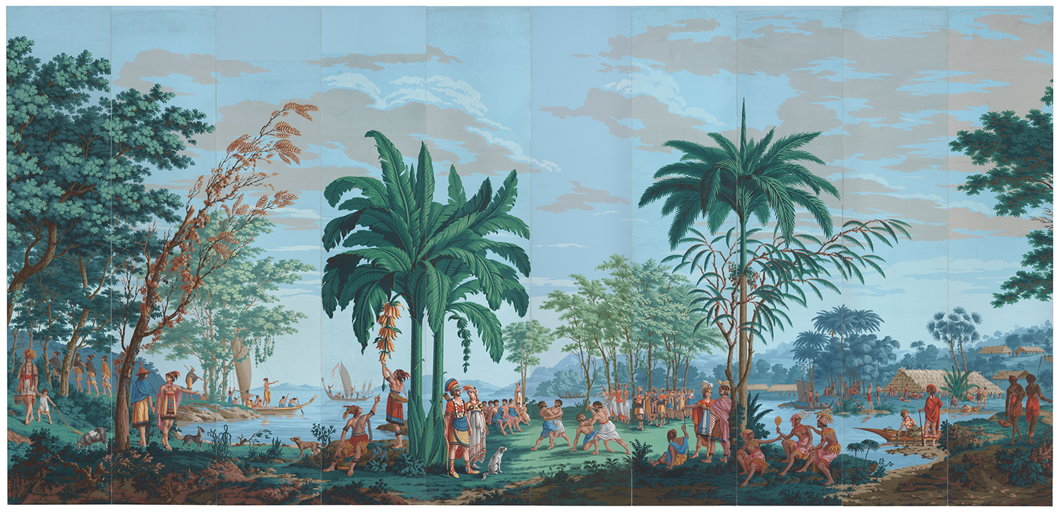 Joseph Dufour et Cie (printer) and Jean Gabriel Charvet (designer), 'Les Sauvages de la Mer Pacifique,' ca. 1804–1806.