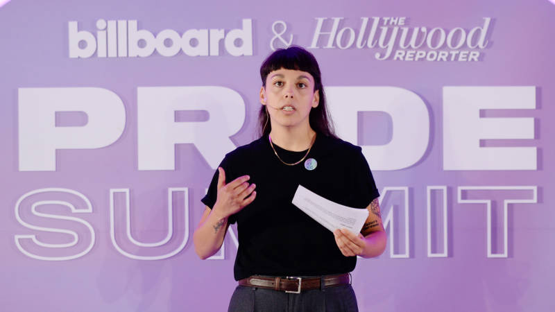 Terra Lopez speaks onstage at the "Emerging Artists: We See You" panel during the Billboard And The Hollywood Reporter Pride Summit on August 08, 2019 in West Hollywood, California. 