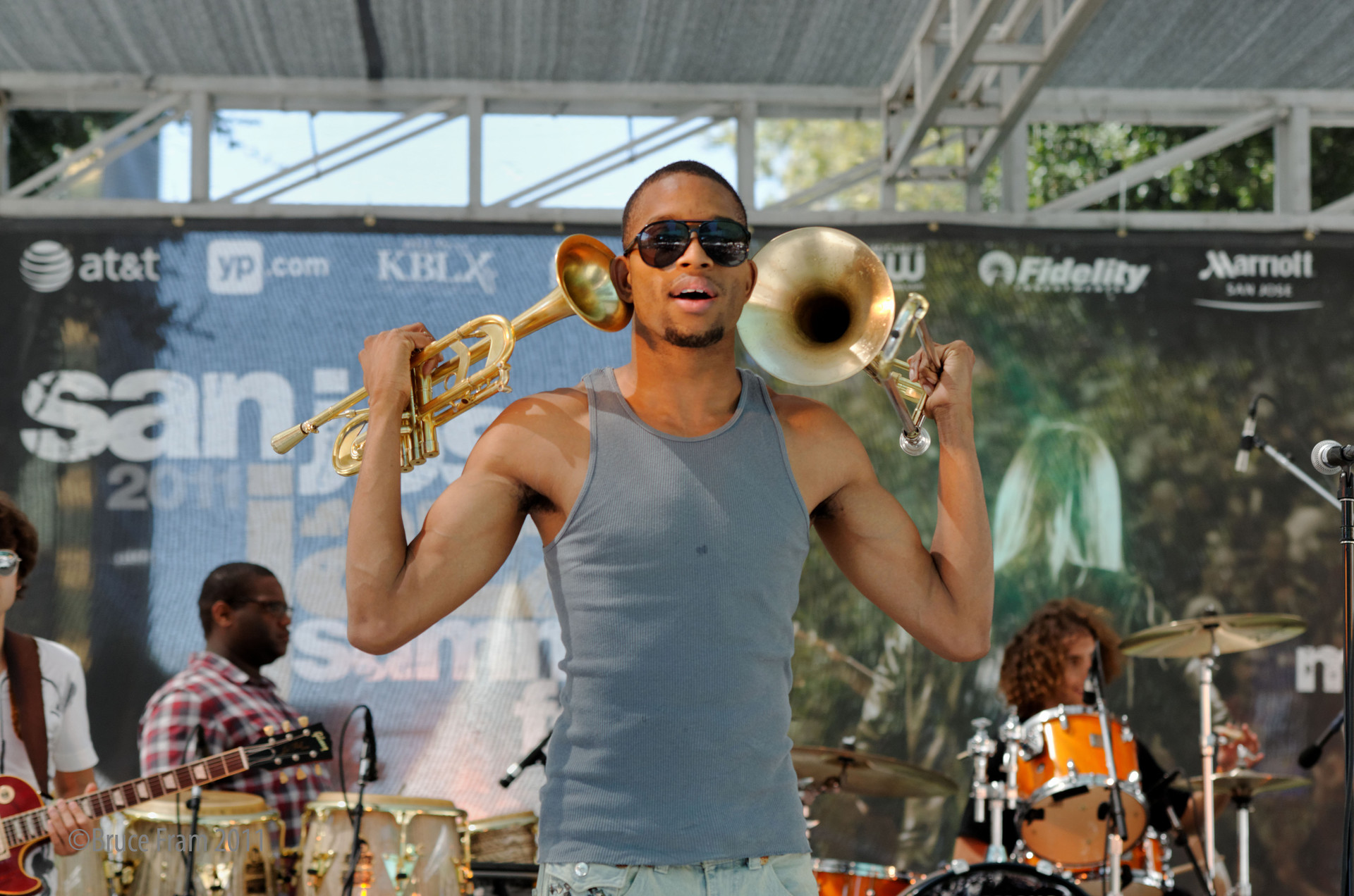 Trombone Shorty and Orleans Avenue during the 2011 San Jose Jazz Summer Fest.