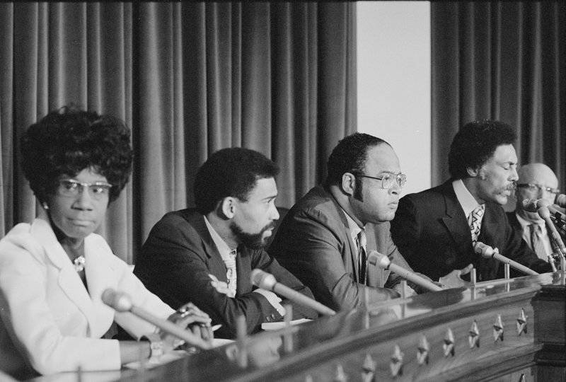 Rep. Shirley Chisholm was a co-founder of the Congressional Black Caucus. She's shown here in 1971 with caucus members Bill Clay (from left), Charles Diggs, Ron Dellums and Augustus F. Hawkins.