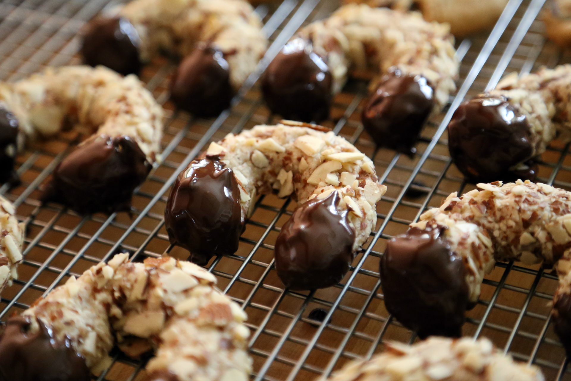 Chocolate-Dipped Almond Crescents