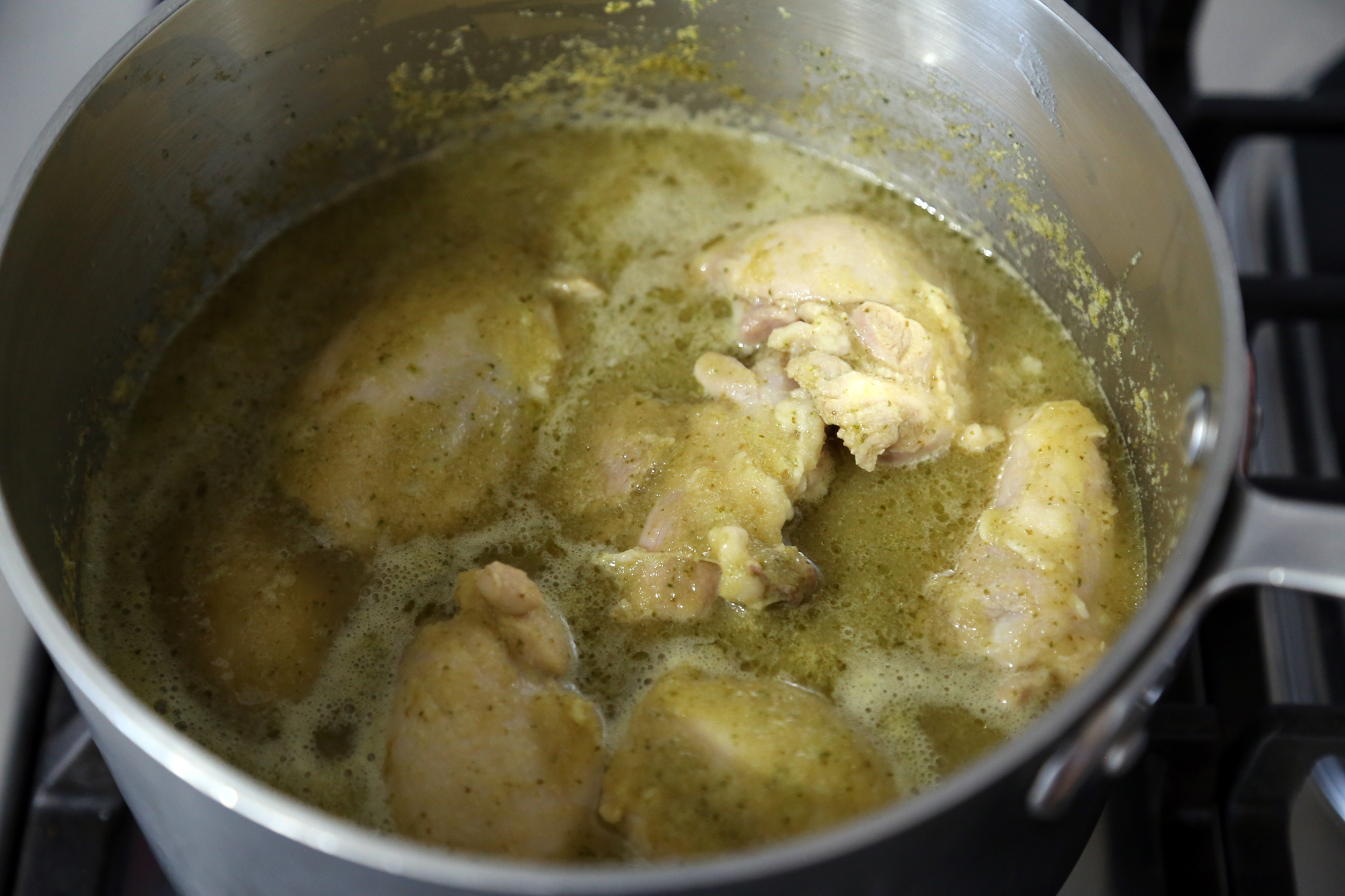 Cover partially and simmer until the chicken is very tender, about 20 minutes.