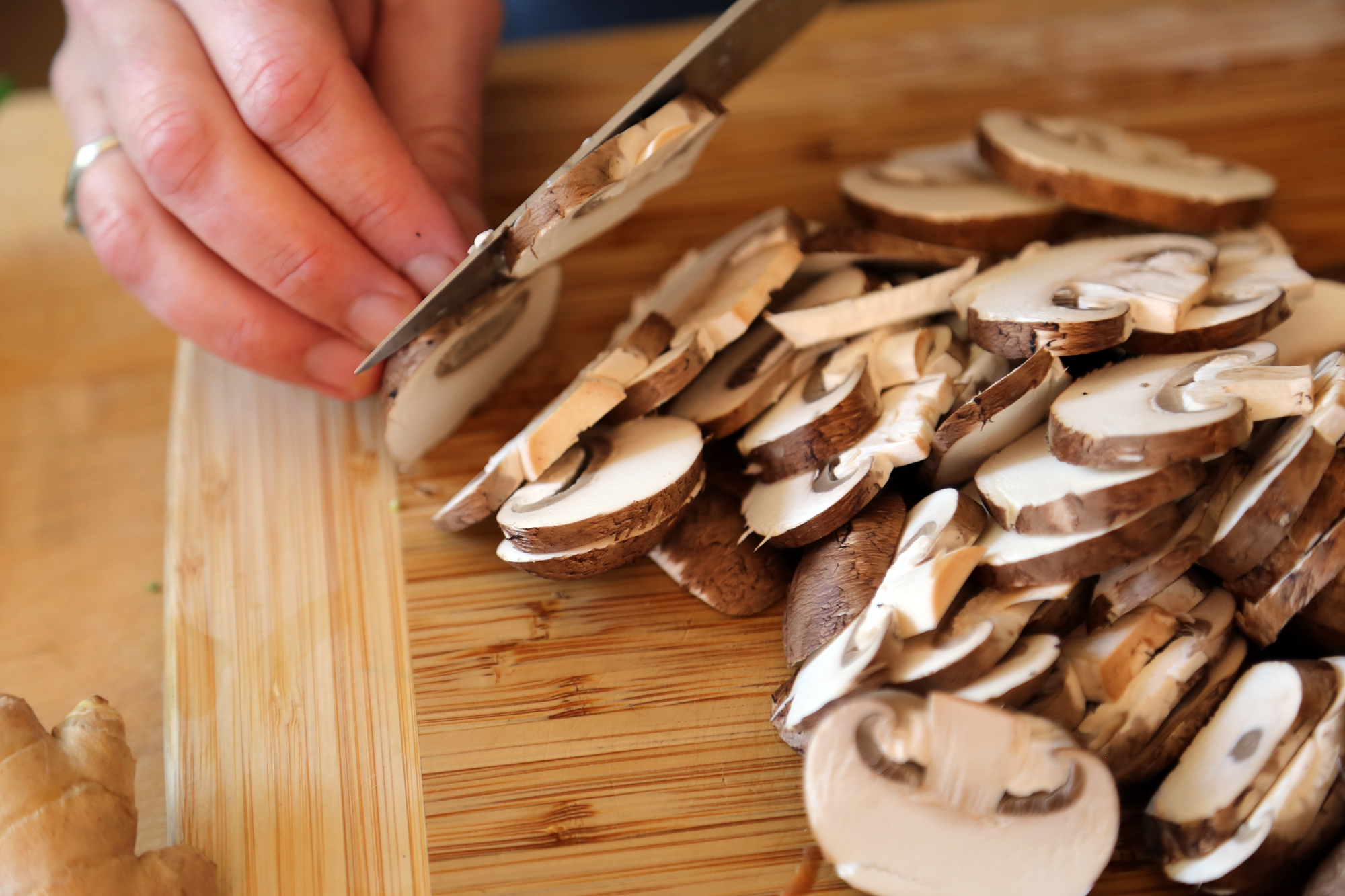 Mushrooms, sliced.