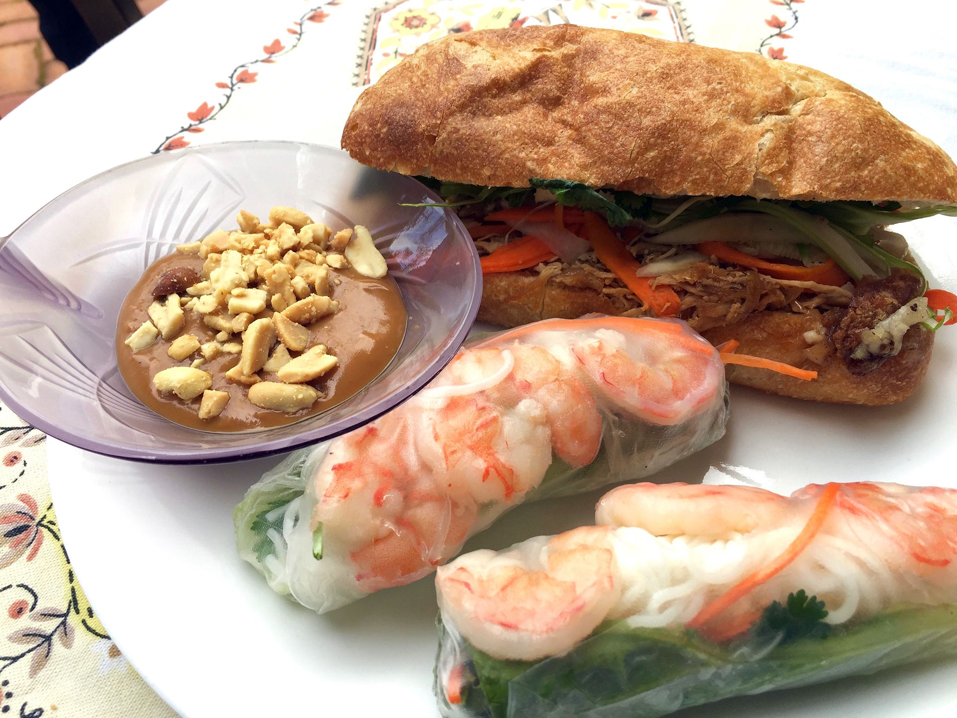 Shrimp rolls and banh mi sandwich made by Thoa van Seventer.