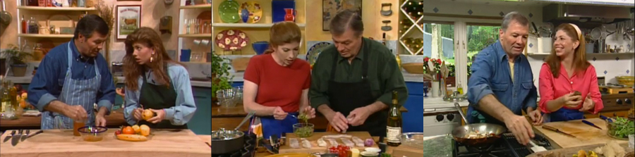  Jacques Pépin and his daughter Claudine in his television series (L to R): Today's Gourmet, Jacques Pépin 's Kitchen: Cooking with Claudine, and Chez Pépin.