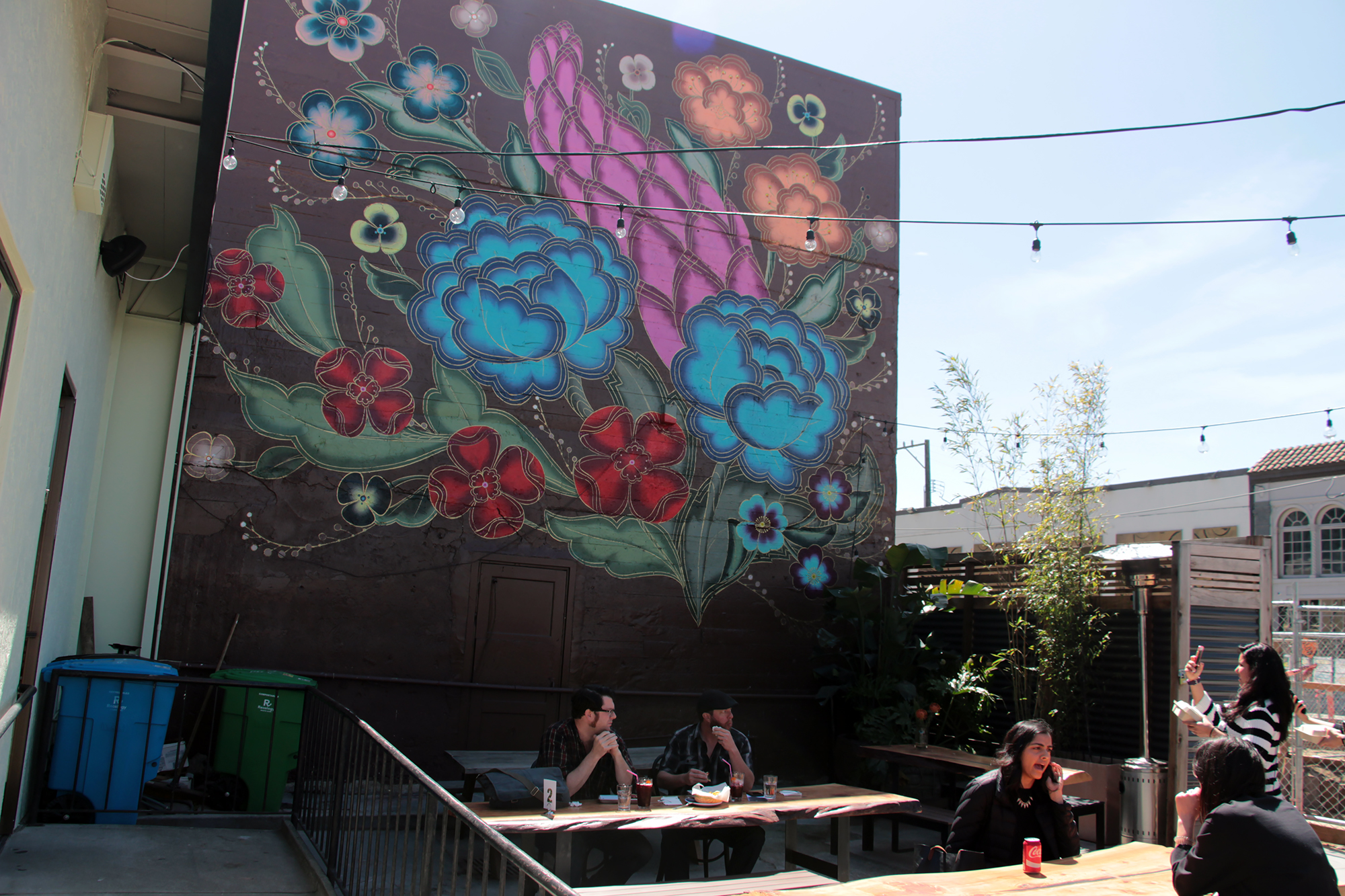 Outdoor patio at Mestiza during lunchtime.
