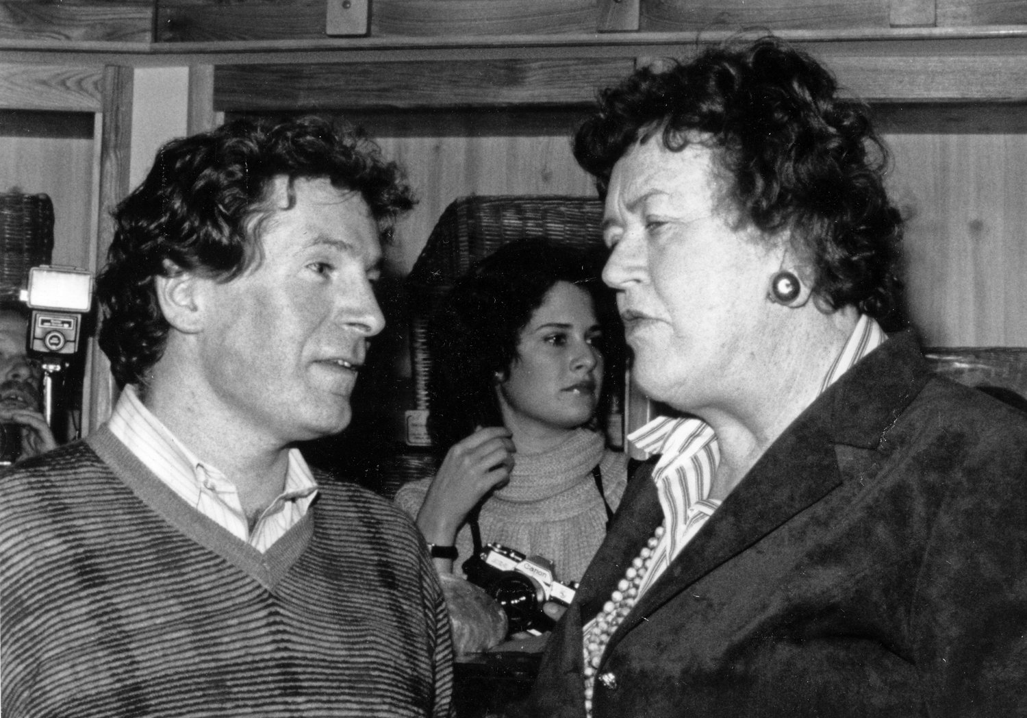 Jeremiah Tower with Julia Child at her birthday party in the early 1980s
