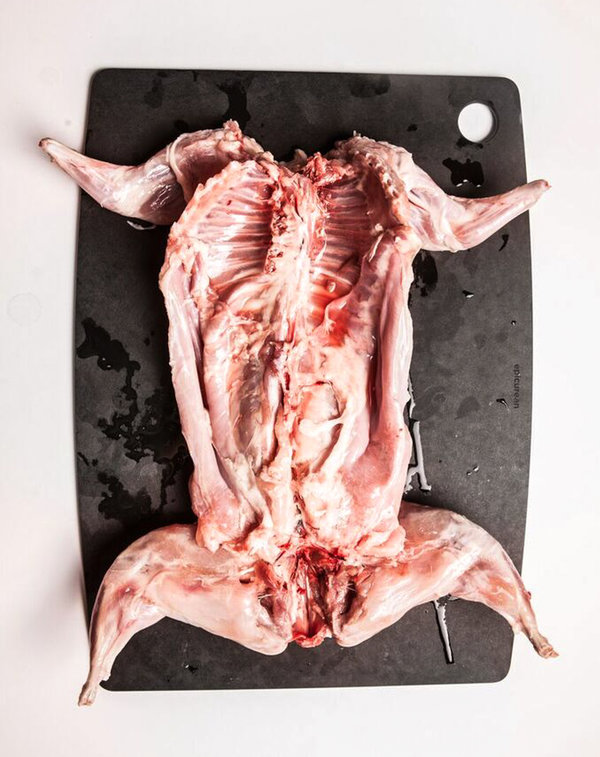 Rabbit, skinned and gutted, and ready to be made into rabbit stifado (a Greek stew with wine and onions) or rabbit ragu with penne and parmesan, a recipe devised by Horsey that has received rave reviews from 'Ugly Food' readers in the UK.