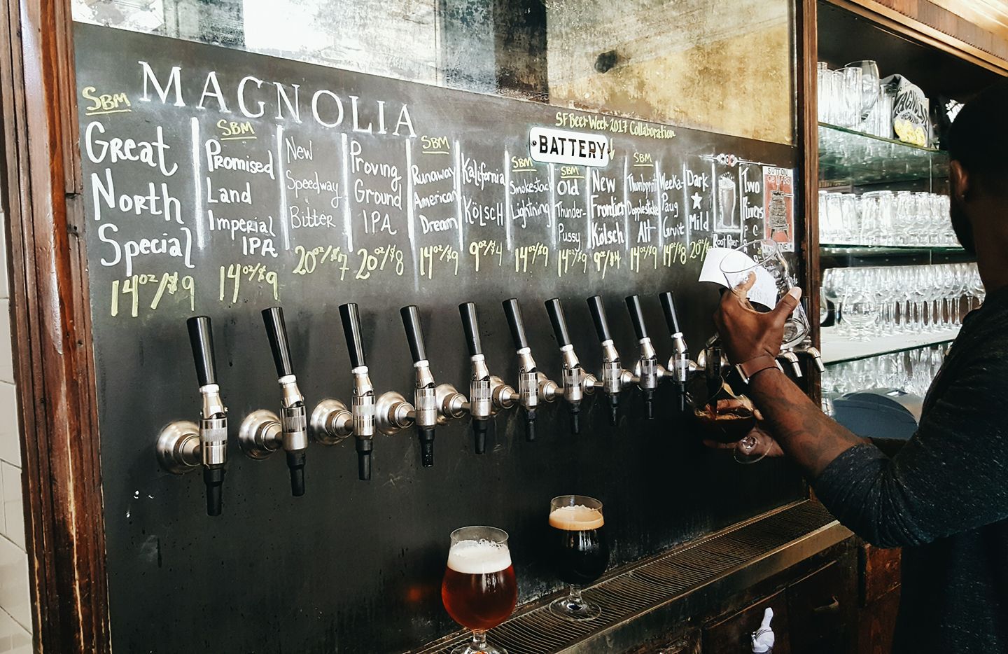 The taps at Magnolia Brewery