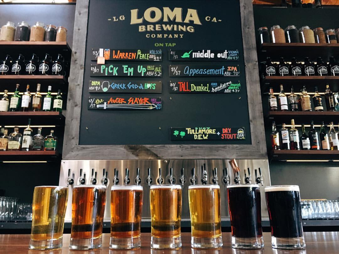 A Loma Brewing beer flight.