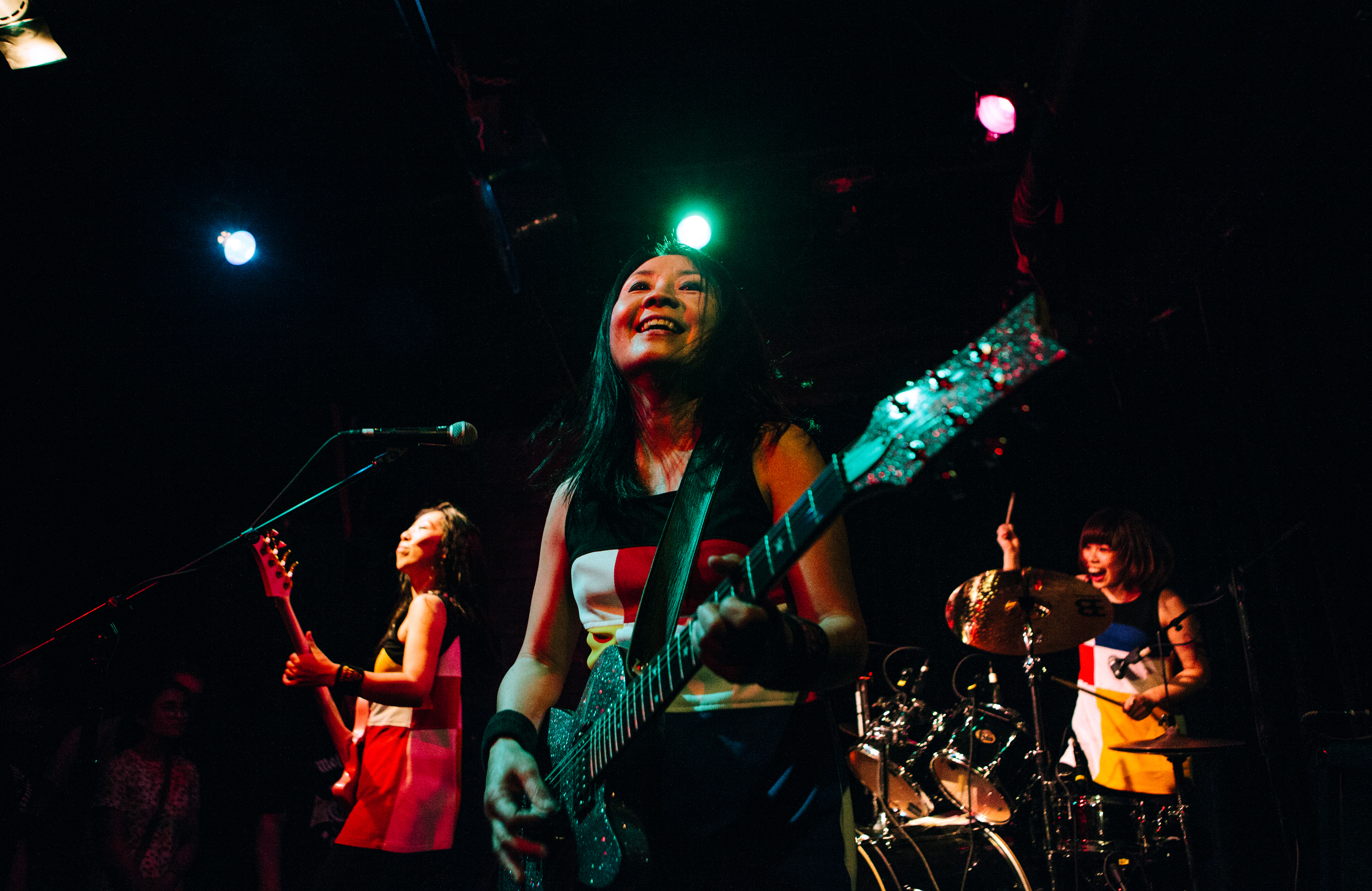Shonen Knife performs at the Black Cat in Washington, D.C., on April 30. For over 35 years, the all-female trio has been serving up catchy punk songs with a delicious twist: Many are about a love of food.