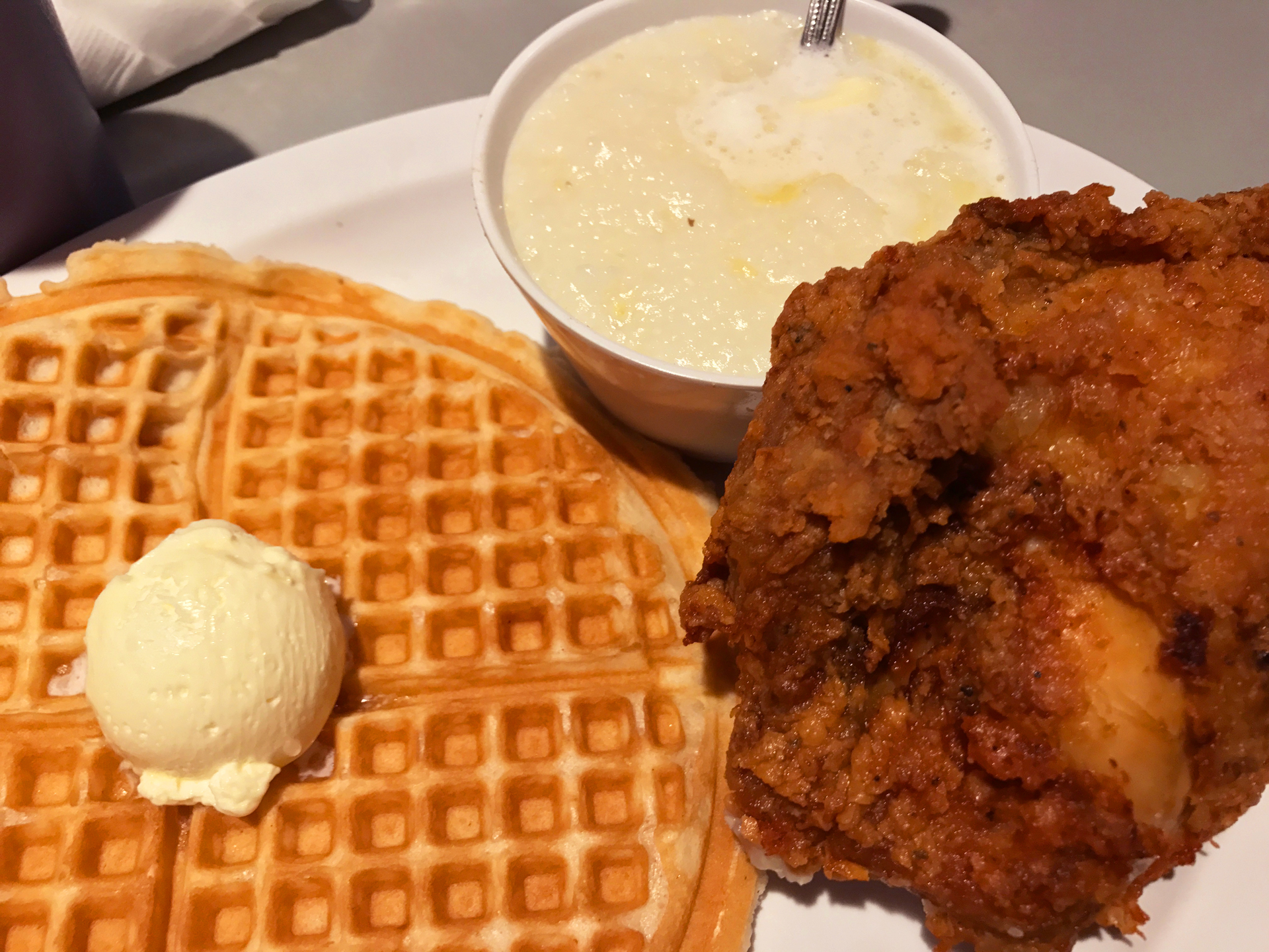 Fried Chicken and Waffles at House of Chicken and Waffles in Oakland's Jack London Square.