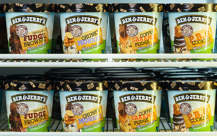 Today, Ben & Jerry's has seven flavors of almond-milk-based vegan frozen desserts.