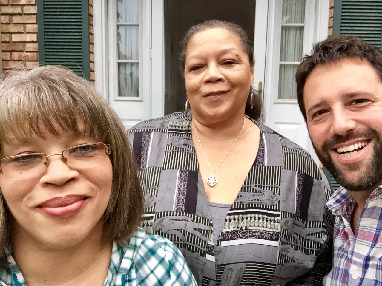 Rosa Parks' nieces Sheila McCauley Keys and Deborah Ann Ross (center) with the author, Dan Pashman.