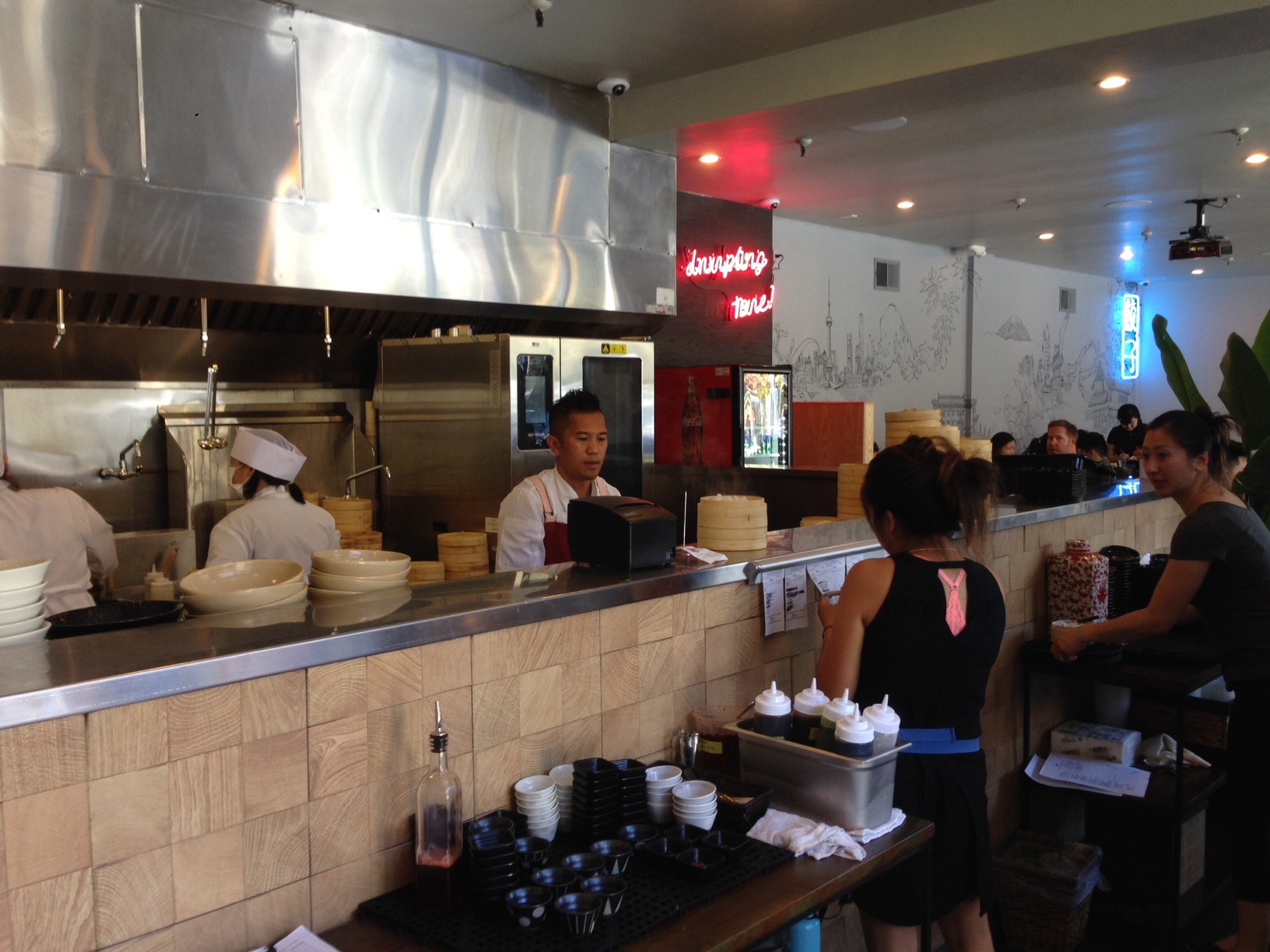 The open kitchen counter at Dumpling Time.