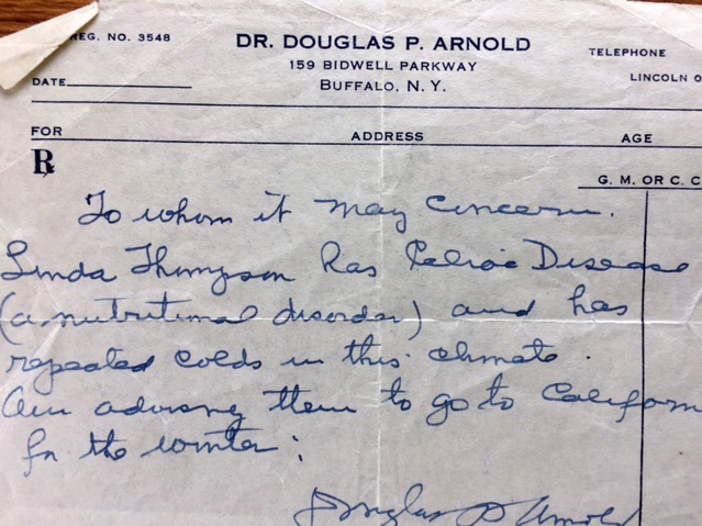 The unusual prescription that Lindy Thomson (now Lindy Redmond) received from Dr. Douglas Arnold when she was 2 to treat her celiac disease: It recommended moving to clean mountain air and following a high-calorie, banana-based diet.