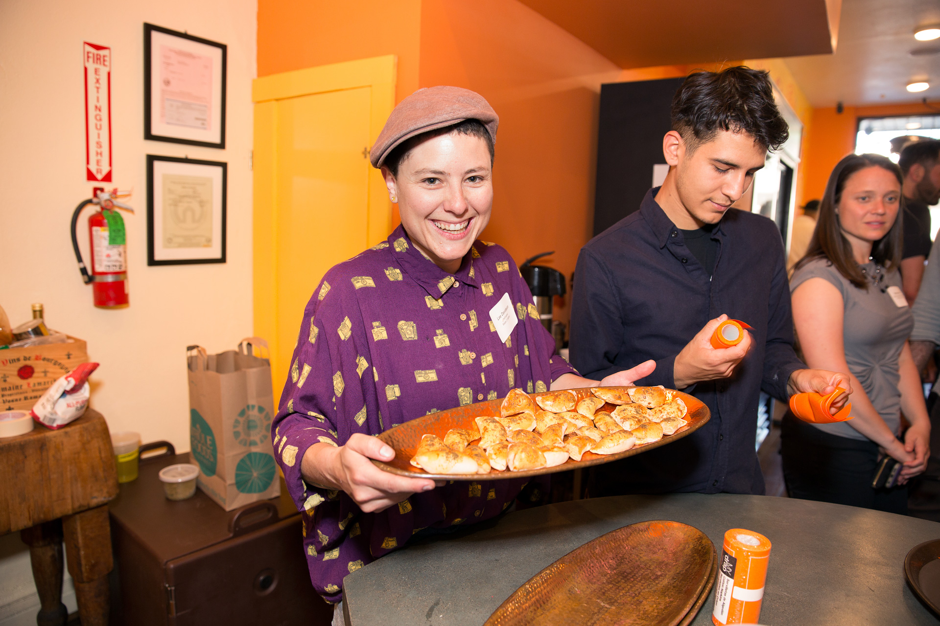 Chef Lee Davidson with a plate of the finished fatayers, a savory pastry commonly served in the Arab world (and Israel, where she spent her teen years.