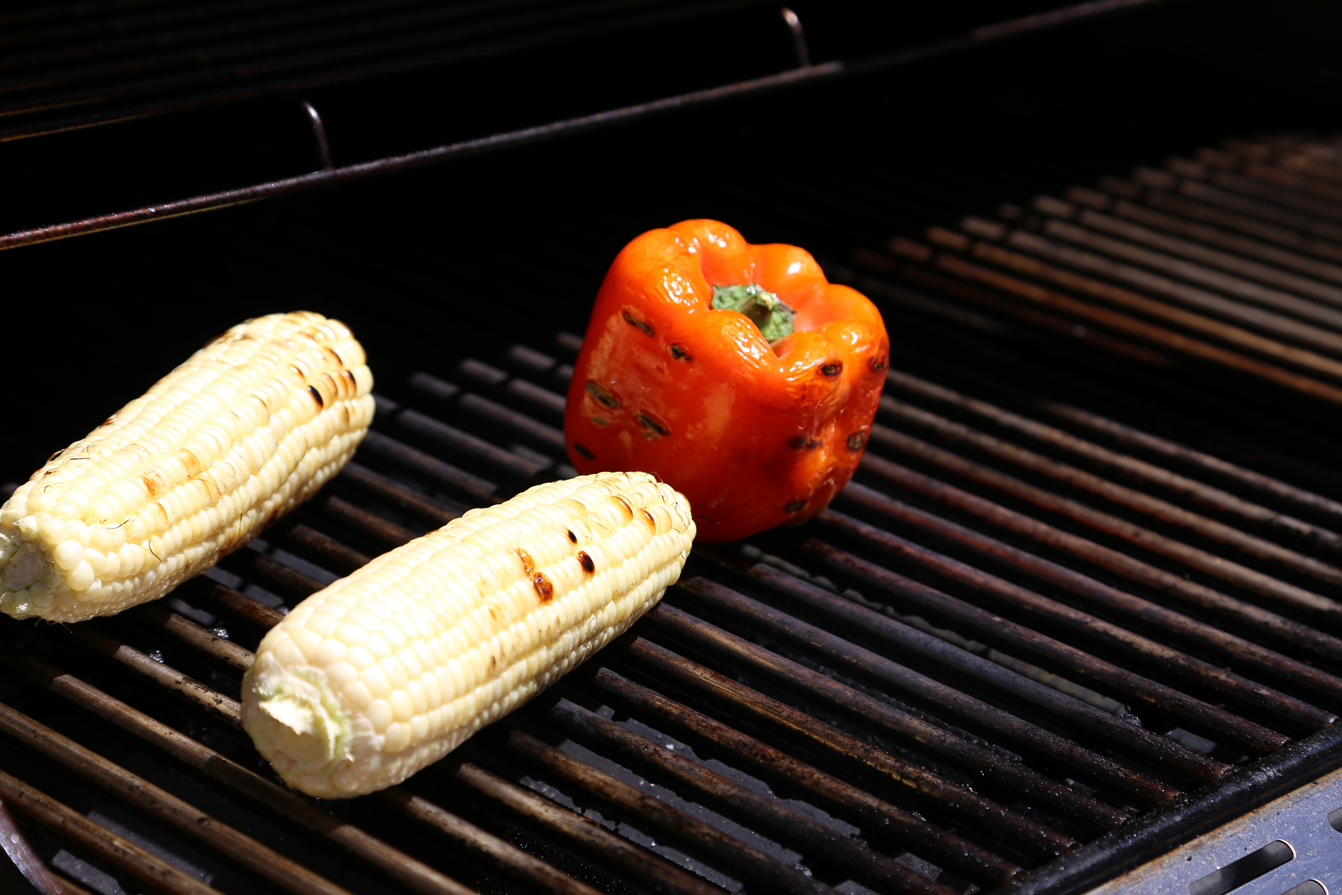 Grill the vegetables until charred.