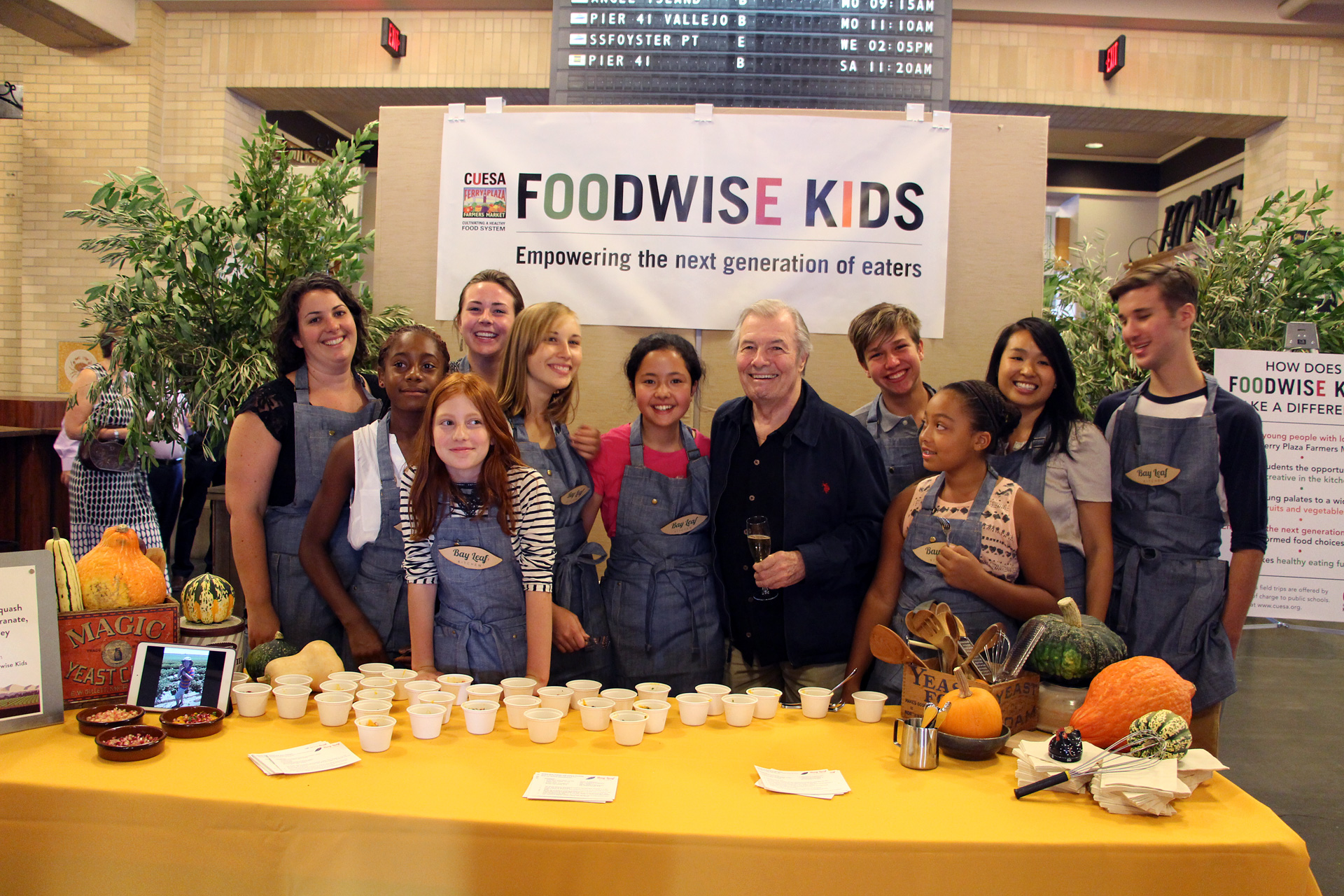 Jacques Pépin visits the Foodwise Kids booth at CUESA's Sunday Supper.