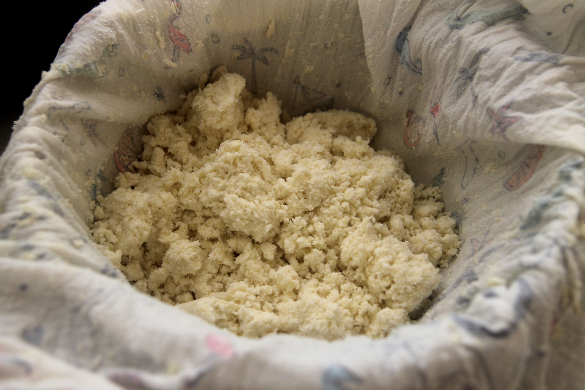 After draining, you’ll end up with okara, or soybean pulp, and plenty of fresh soy milk.