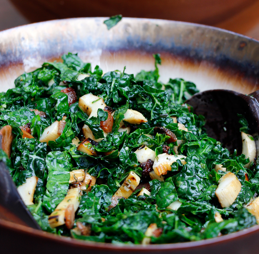Throw Your Salad on the Grill: Grilled Mushroom, Kale, and Bacon Salad