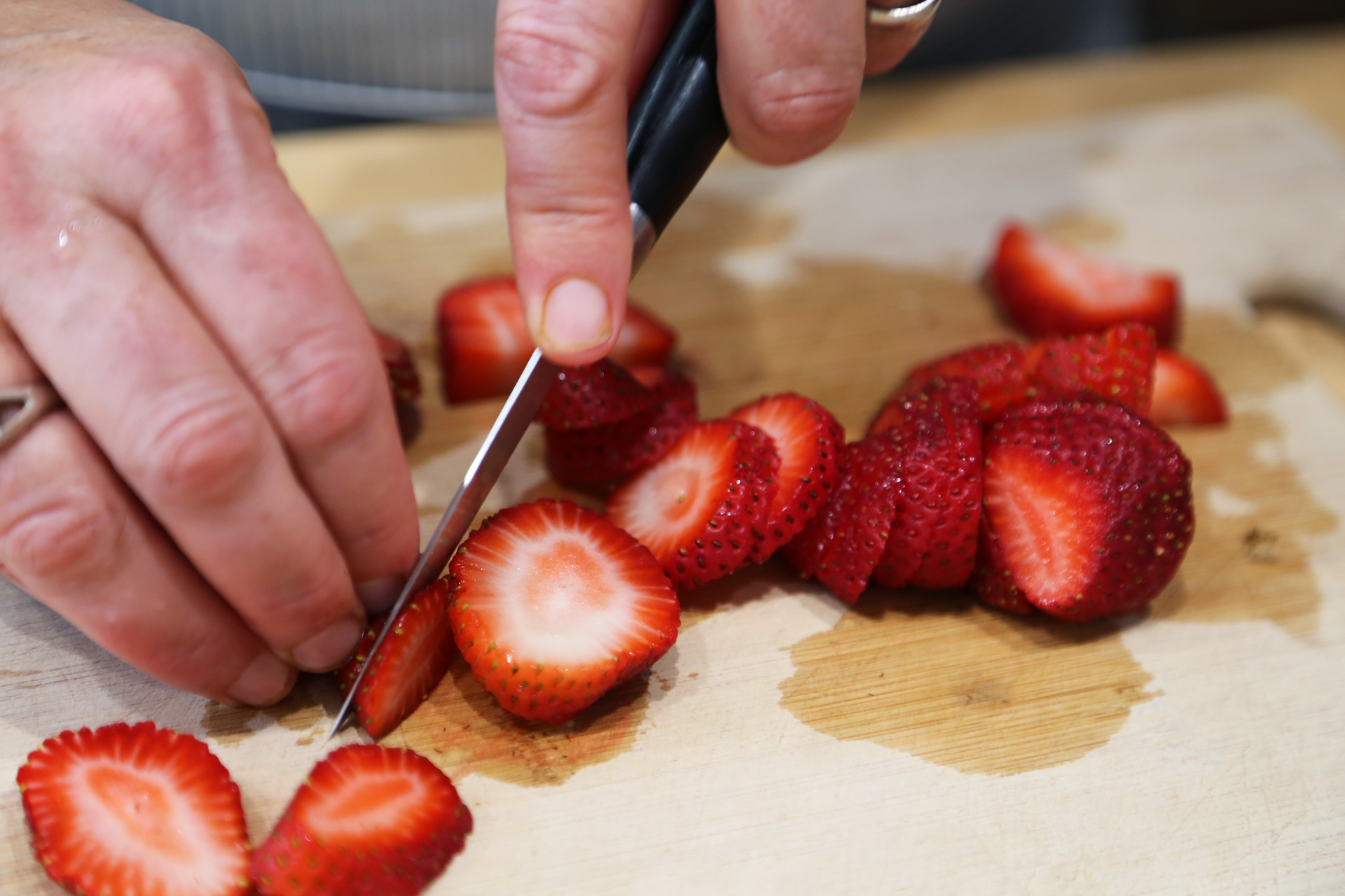 Strawberries, hulled and sliced