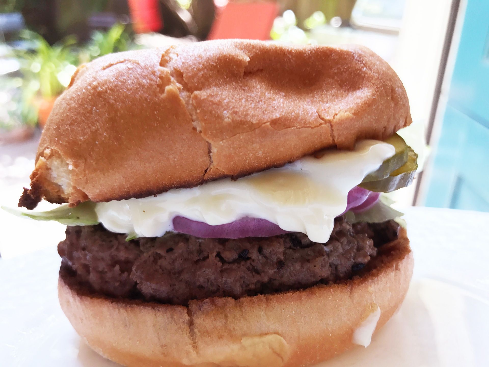 The Farm Burger with a gluten-free bun.