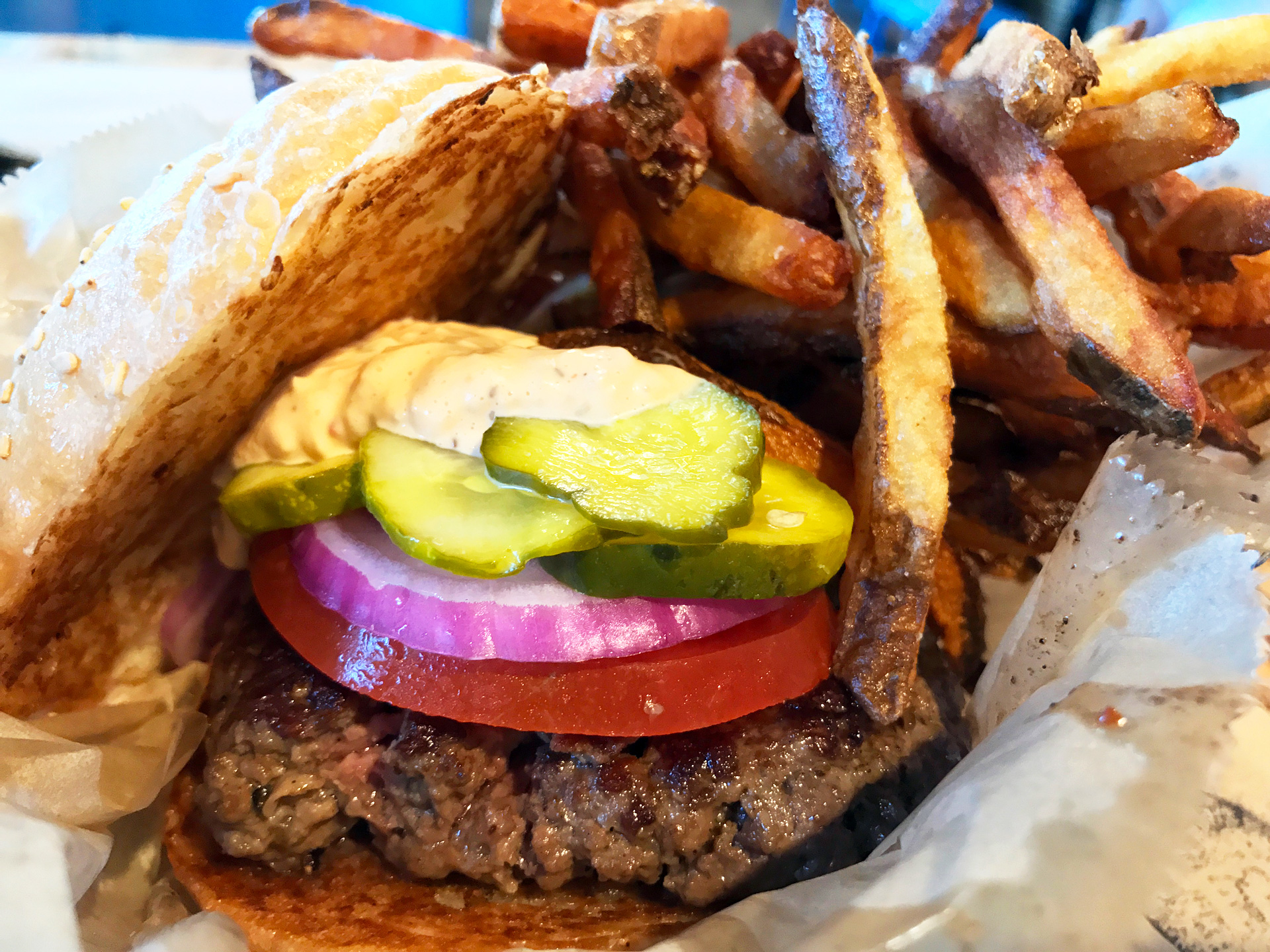 Farm Burger’s bargain burger at $8.50.