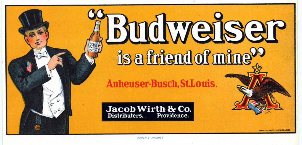 An advertisement for Budweiser beer, Anheuser-Busch, St. Louis, Mo.