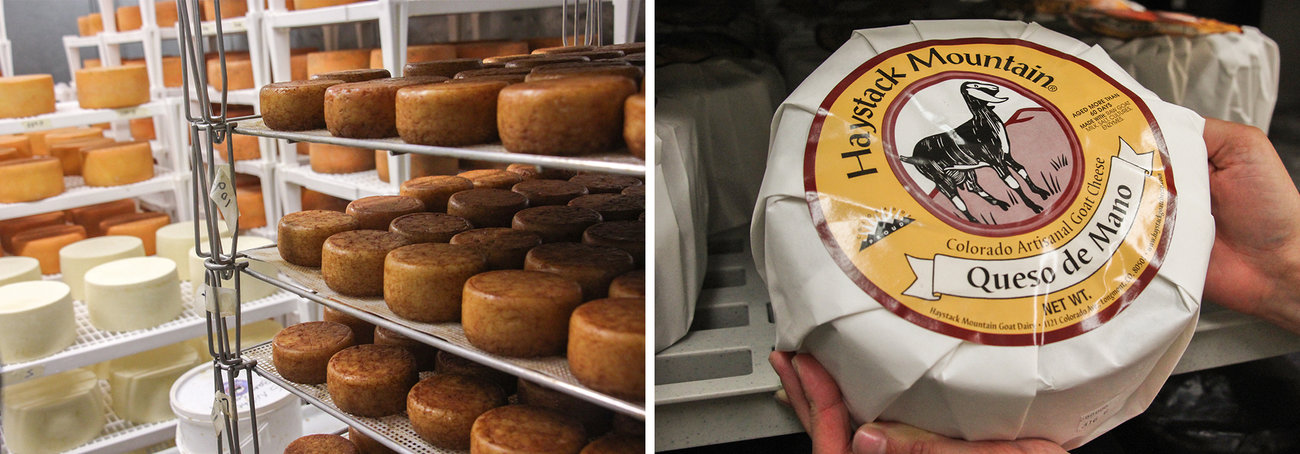 Some of the cheeses that Haystack Mountain makes at its facilities in Longmont, Colo.