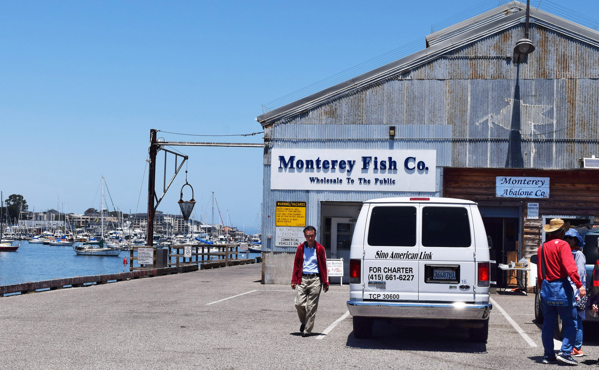 With its farm located under this municipal pier, Monterey Abalone Company (right) has a tiny office with a trapdoor and ladder that accesses its growing abalone population.