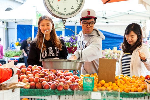 Shoppers at the Ferry Plaza Farmers Market.