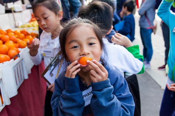 The Foodwise Kids program invites students to love fresh fruits and vegetables at the Ferry Plaza Farmers Market.