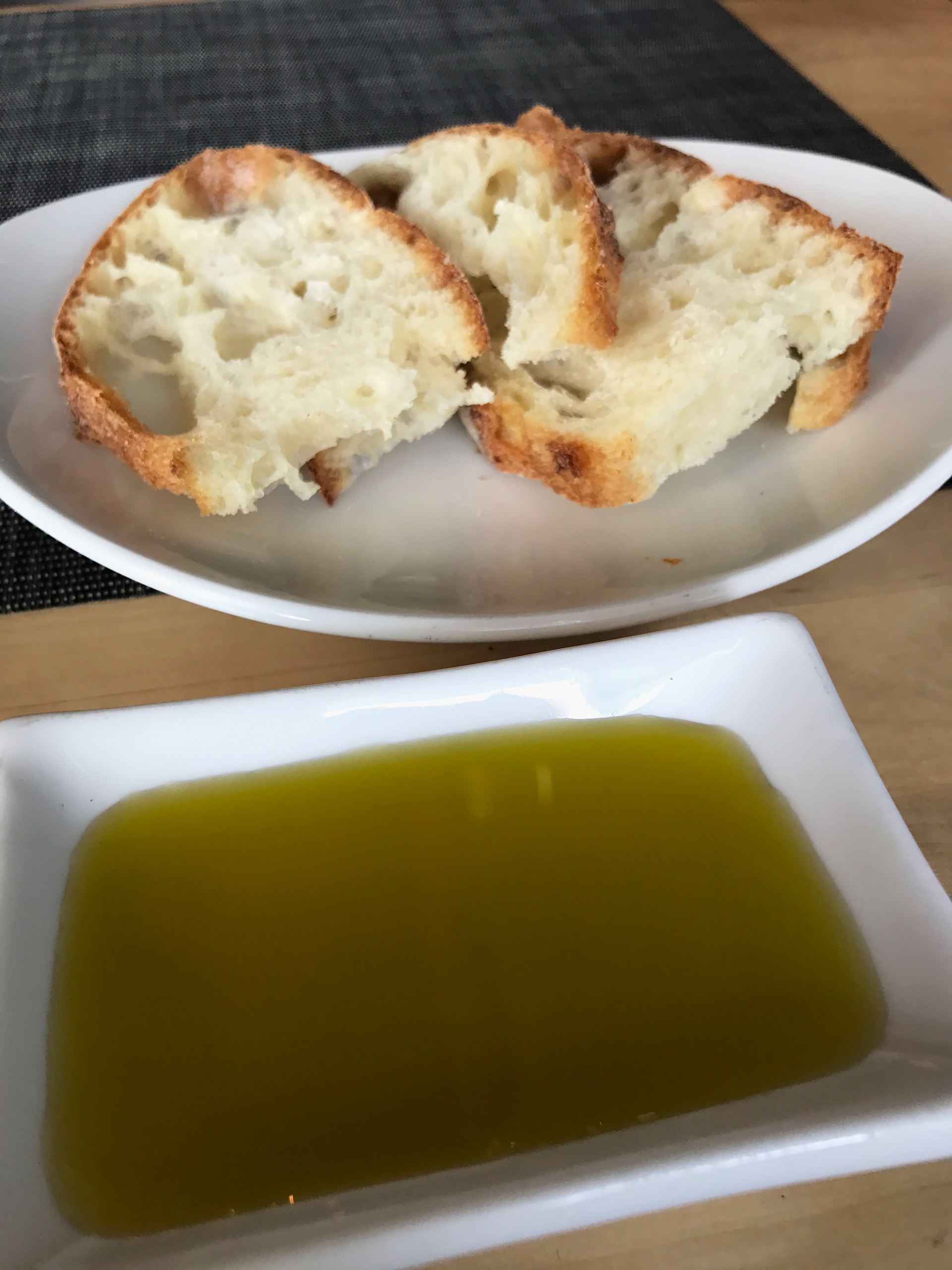 Bread service with Séka Hills olive oil.