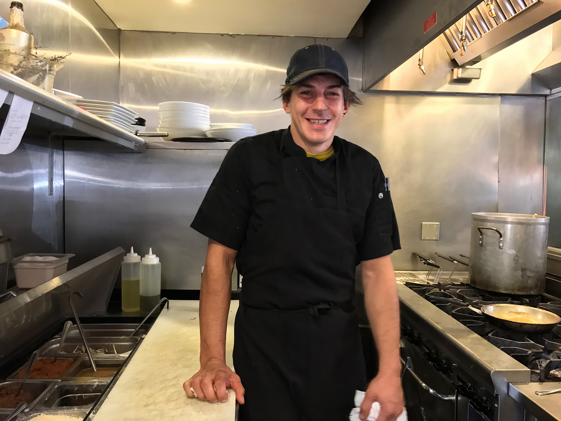 Chef Michele Belotti in his restaurant’s kitchen.