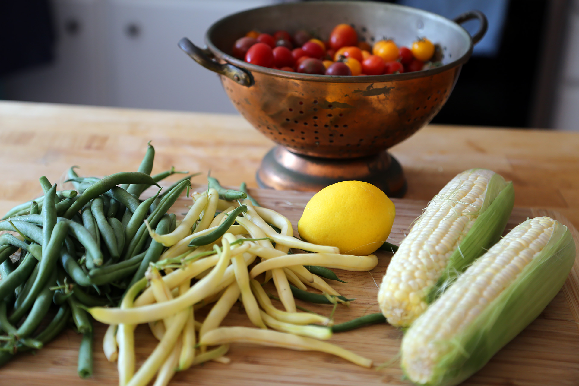 Ingredients for Corn, Green Bean, and Cherry Tomato Sauté