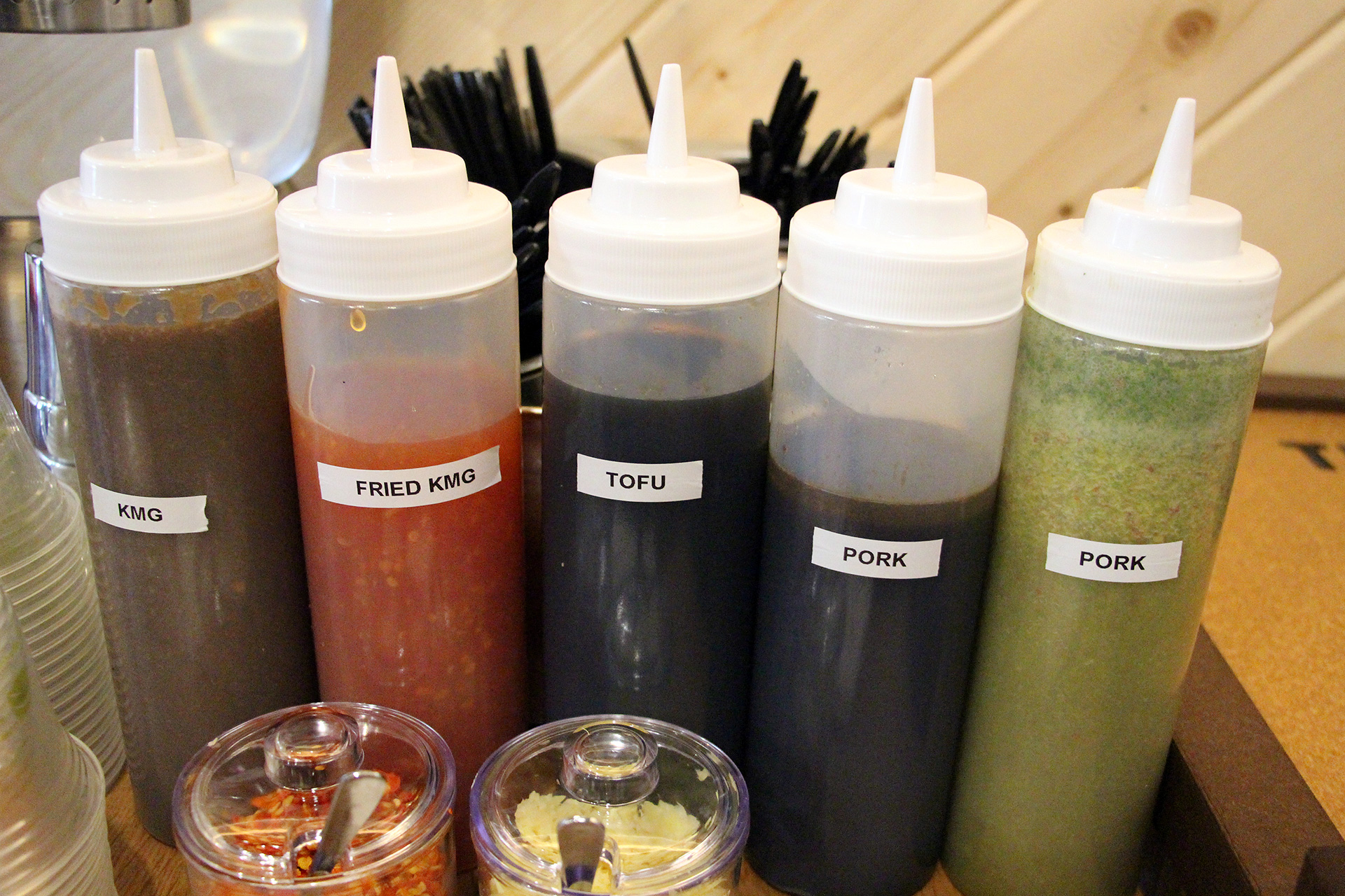 Sauces that accompany the dishes.