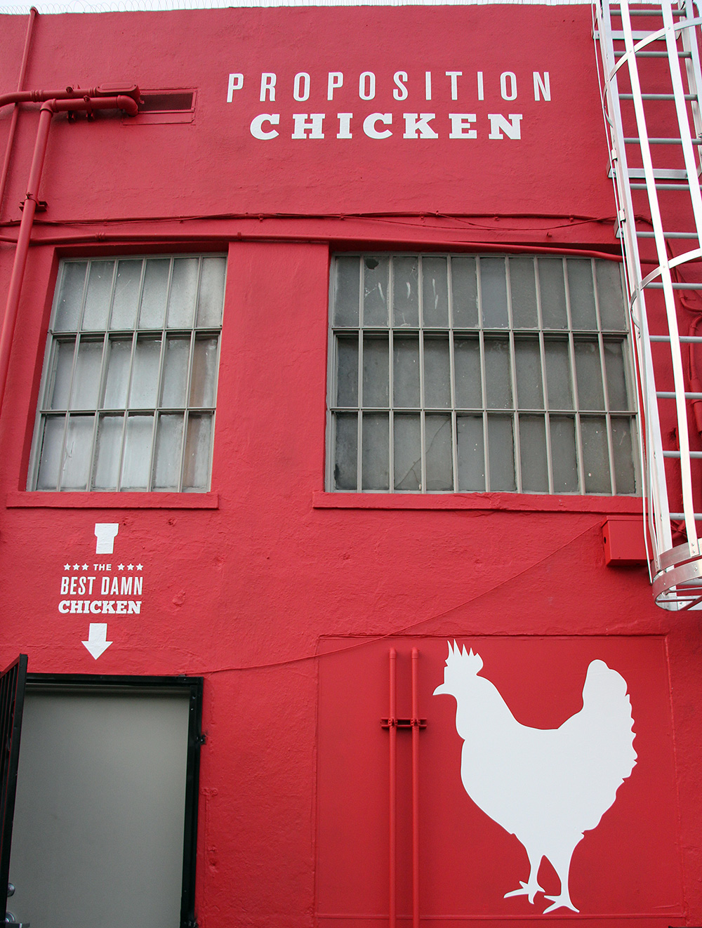 The back entrance to Proposition Chicken