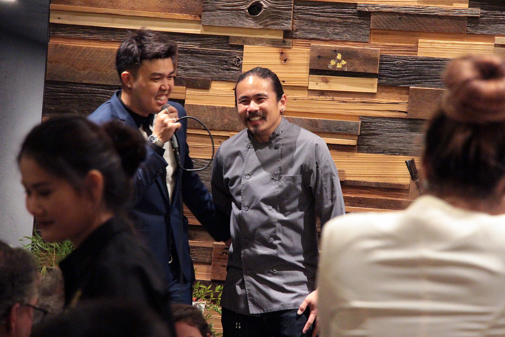 Goody Kay (L) introduces chef Chanon Hutasingh (R) who is overseeing the kitchen at Esan Classic.