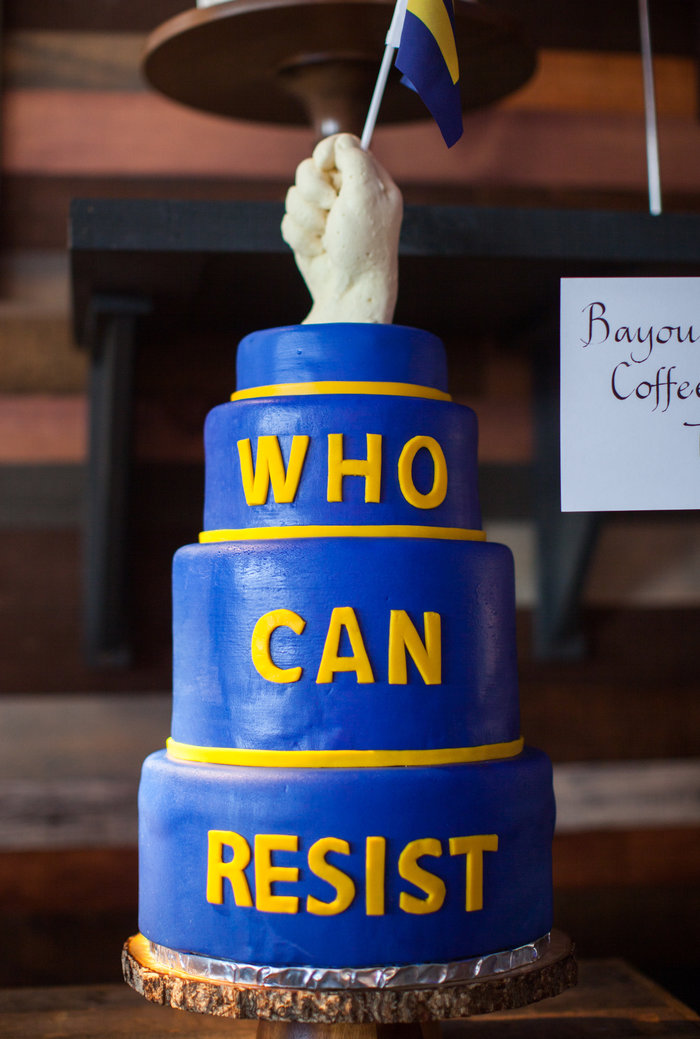 This defiant creation, by Tressa Wiles of Bayou Bakery, features a fist gripping one of the Human Rights Campaign's "equality flags."