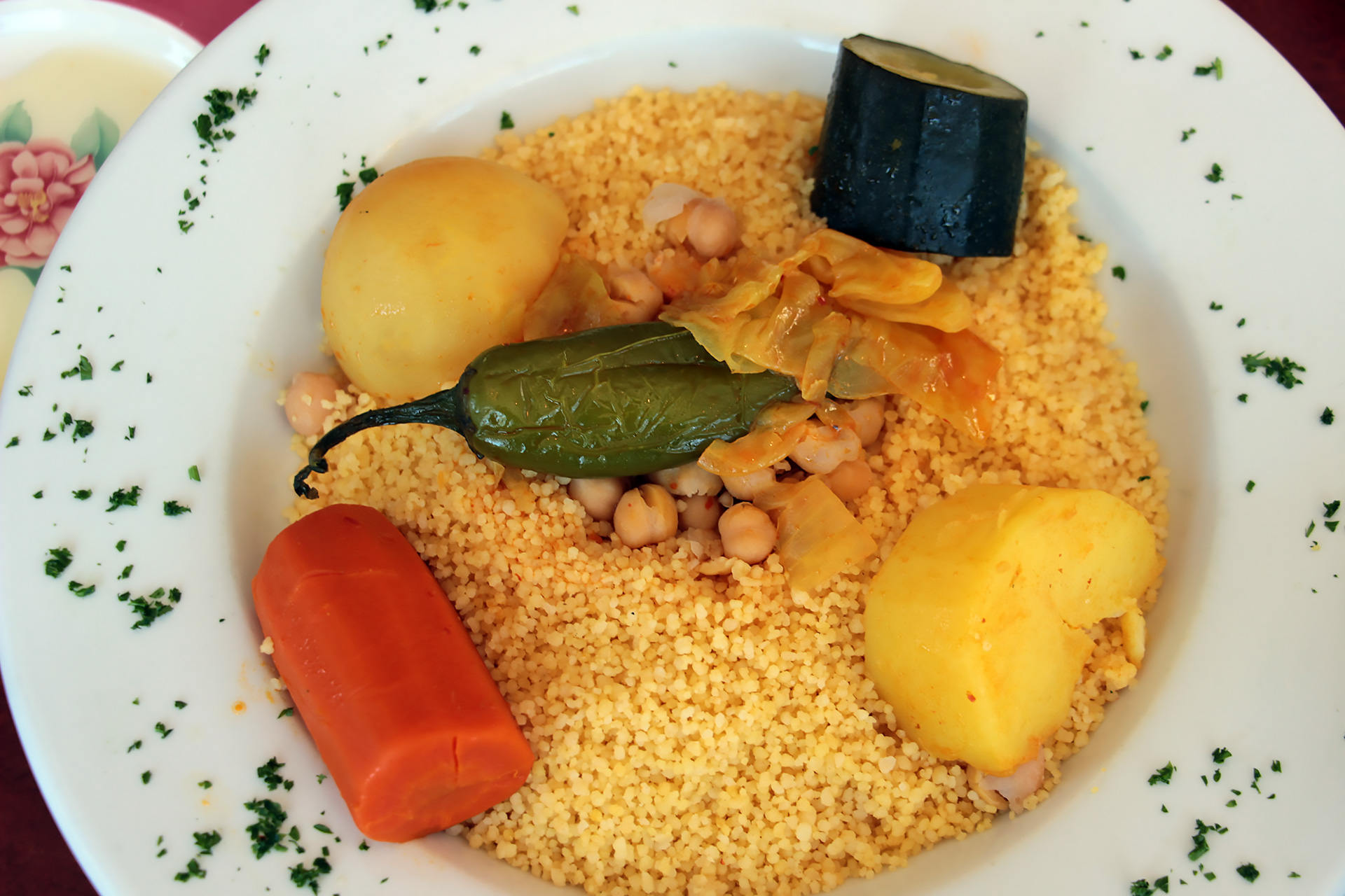Couscous with chickpeas and vegetables.
